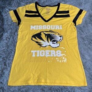 E5 Missouri Tigers Tshirt Womens X Large Mizzou Football Sequins Black Gold